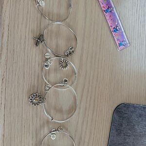 Alex and Ani Silver Sunflower Charm Bangle Bracelet